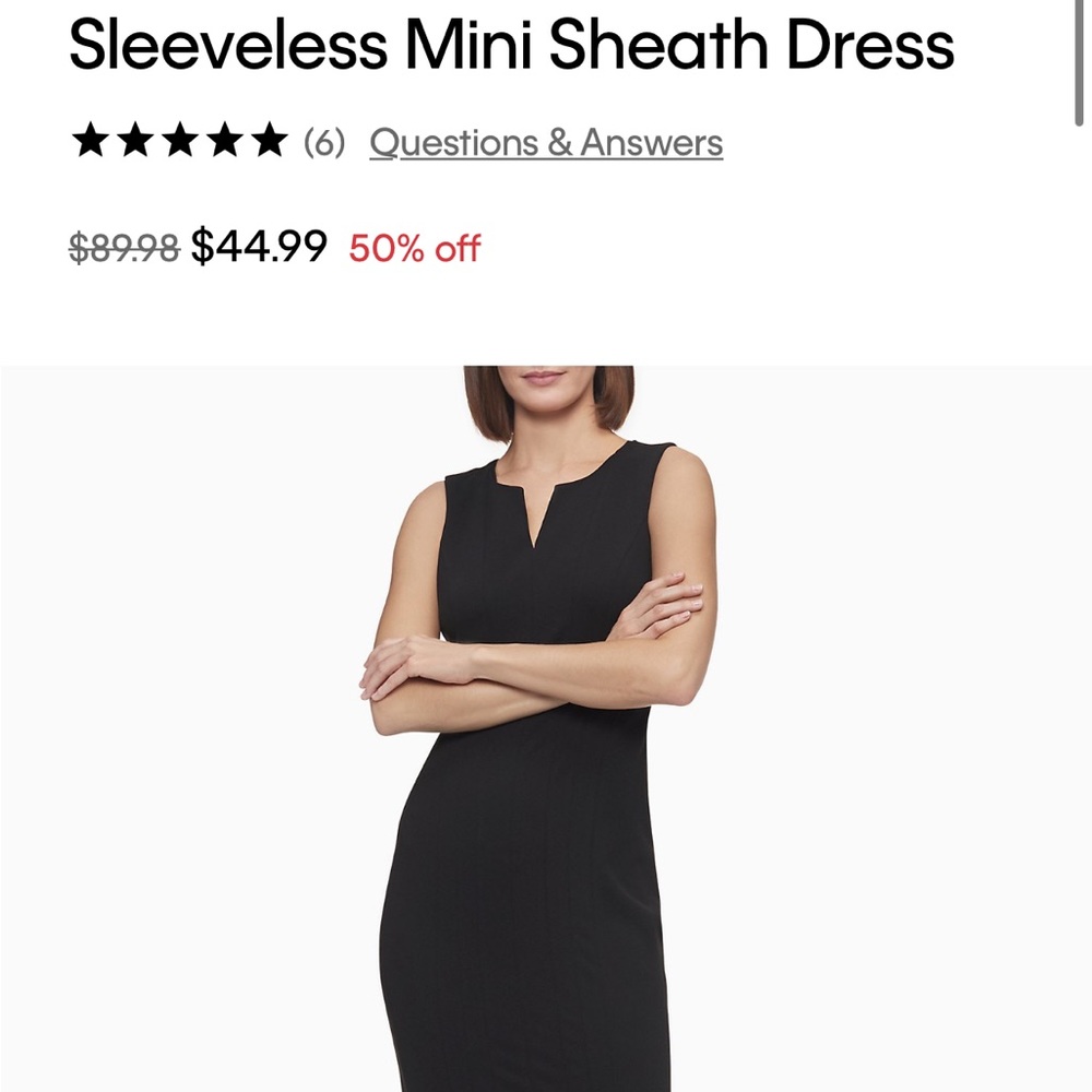 Calvin Klein Black Mini Sleeveless Sheath Dress